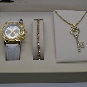 Cote d’ Azur Women’s Set: Watch, Bracelet, 18” Key Pendant Necklace